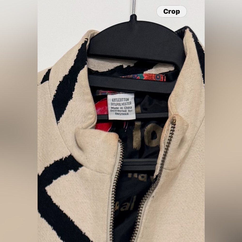 Beige and Black Zip-Up Desigual coat EU 42/US S-M - Picture 3 of 10